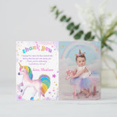 Eenhoorn Magische Verjaardag Foto Dank u Kaart (Staand voorkant)