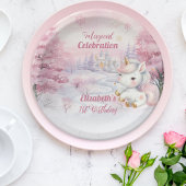 Eenhoorn Magische Viering 1e Verjaardagsfeest Papieren Bordje