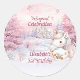 Eenhoorn Magische Viering 3e Verjaardagsfeest Ronde Sticker
