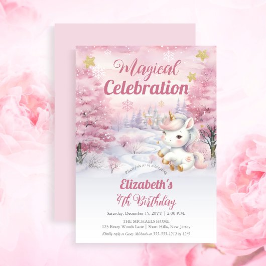 Eenhoorn Magische Viering 4e Verjaardagsfeest Kaart