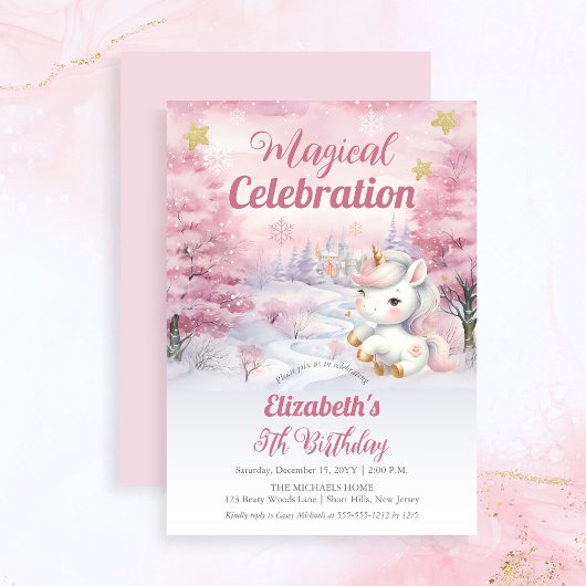 Eenhoorn Magische Viering 5e Verjaardagsfeest Kaart