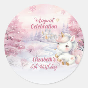 Eenhoorn Magische Viering 5e Verjaardagsfeest Ronde Sticker