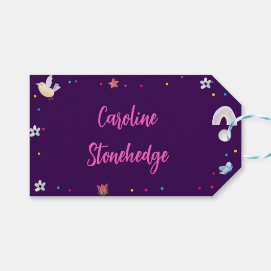 Eenhoorn magische viering verjaardag kinder cadeaulabel (Voorkant (Horizontaal))