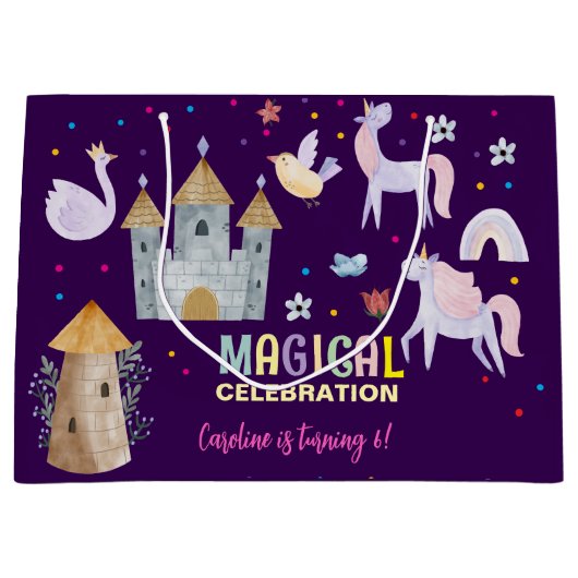 Eenhoorn magische viering verjaardag kinder groot cadeauzakje (Voorkant)