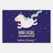 Eenhoorn magische viering verjaardag kinder inpakpapier vel (Voorkant)