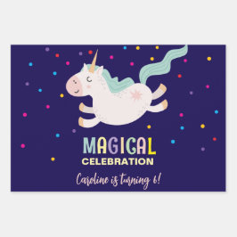 Eenhoorn magische viering verjaardag kinder inpakpapier vel