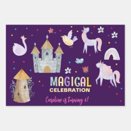 Eenhoorn magische viering verjaardag kinder inpakpapier vel