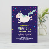Eenhoorn magische viering verjaardag kinder kaart (Staand voorkant)