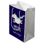 Eenhoorn magische viering verjaardag kinder medium cadeauzakje (Voorkant Gekanteld)