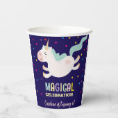 Eenhoorn magische viering verjaardag kinder papieren bekers (Achterkant)