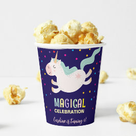 Eenhoorn magische viering verjaardag kinder papieren bekers