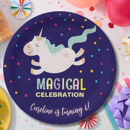 Eenhoorn magische viering verjaardag kinder papieren bordje