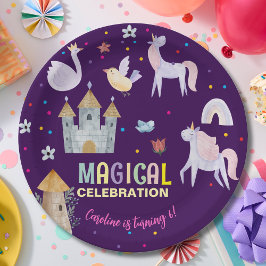 Eenhoorn magische viering verjaardag kinder papieren bordje