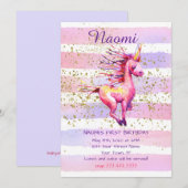 Eenhoorn Magische Waterverf Meisje Eerste Verjaard Kaart (Voorkant / Achterkant)