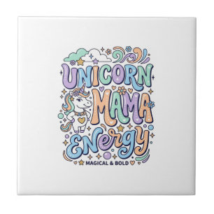 Eenhoorn Mama Energie Kawaii Vector Ontwerp_1 Tegeltje