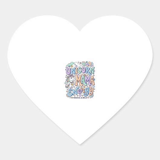 Eenhoorn Mama Energie Kawaii Vectorontwerp_1 Hart Sticker (Voorkant)