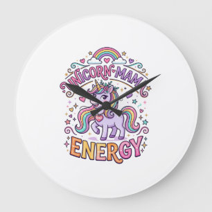 Eenhoorn Mama Energie Kleurrijk Zazzle Ontwerp_1 Grote Klok
