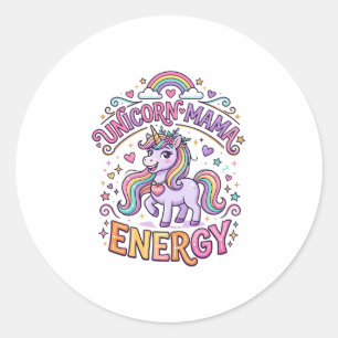 Eenhoorn Mama Energie Kleurrijk Zazzle Ontwerp_1 Ronde Sticker