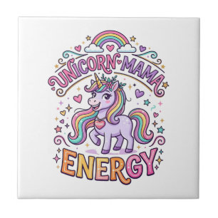 Eenhoorn Mama Energie Kleurrijk Zazzle Ontwerp_1 Tegeltje