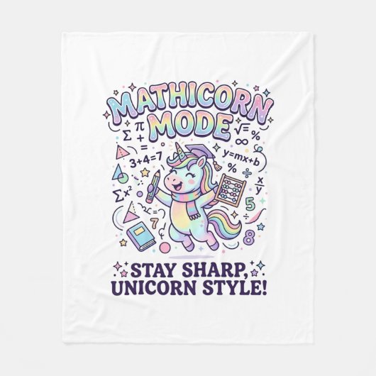 Eenhoorn Mathicorn Modus Charmerende Witte Achterg Fleece Deken (Voorkant)