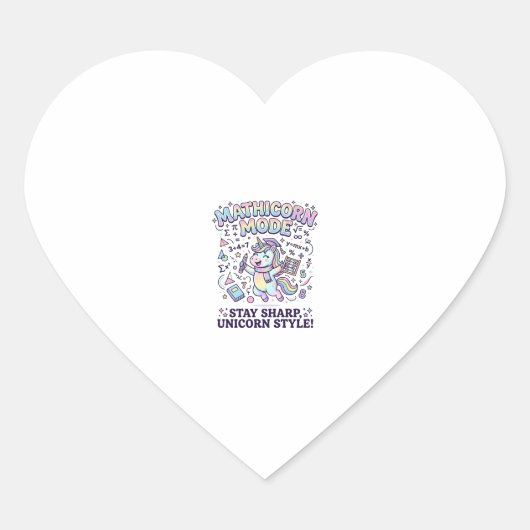 Eenhoorn Mathicorn Modus Charmerende Witte Achterg Hart Sticker (Voorkant)