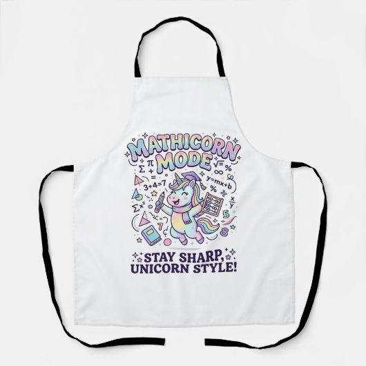 Eenhoorn Mathicorn Modus Charmerende Witte Achterg Schort (Voorkant)