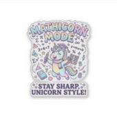 Eenhoorn Mathicorn Modus Charming Witte Achtergron Sticker (Voorkant)