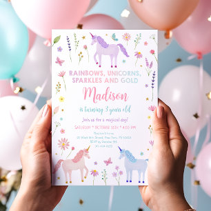 Eenhoorn Meadow Rainbow Sparkles Verjaardag Kaart