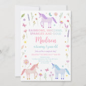 Eenhoorn Meadow Rainbow Sparkles Verjaardag Kaart (Voorkant)