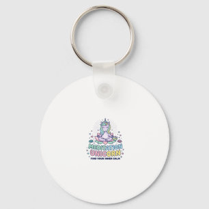Eenhoorn Meditatie Eenhoorn Vet Typografie T-shirt Sleutelhanger
