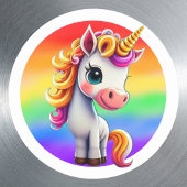 Eenhoorn 🌈🦄 meisje dier, kleurrijk regenboog ont ronde sticker