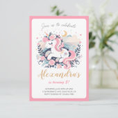 Eenhoorn Meisje Magische Pastel Roze Verjaardagsfe (Staand voorkant)