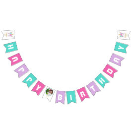 Eenhoorn Meisje verjaardag bunting banner