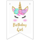 Eenhoorn Meisje verjaardag bunting banner (Eerste vlag)