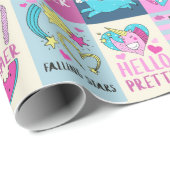 Eenhoorn Meisje verjaardag Cadeaupapier (Rol Hoek)