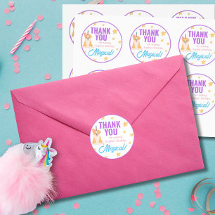 Eenhoorn Meisje Verjaardag, Corgi Party Ronde Sticker