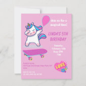 Eenhoorn Meisje verjaardag uitnodigingen (Voorkant)