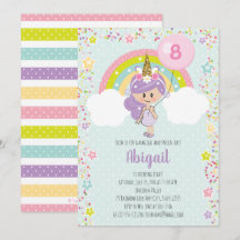 Eenhoorn Meisje Verjaardag Uitnodigingen Alle Leef