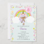 Eenhoorn Meisje Verjaardagsuitnodiging Elke Leefti Kaart (Voorkant)