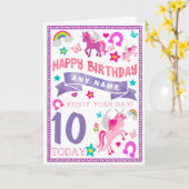 Eenhoorn Meisjes Gepersonaliseerde Verjaardag Kaar Kaart (Gele Bloem)