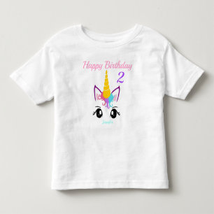 Eenhoorn Meisjes Verjaardag T-shirt Personaliseer 