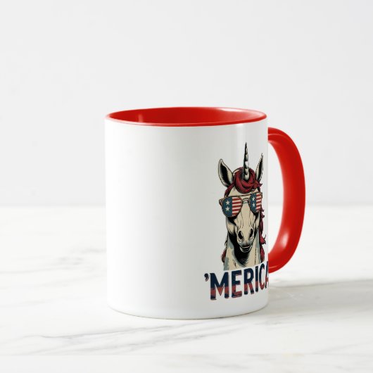  eenhoorn Merica 4 juli patriottisch Mok (Voorkant rechts)