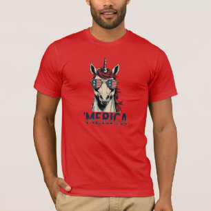 eenhoorn Merica 4 juli patriottisch T-shirt