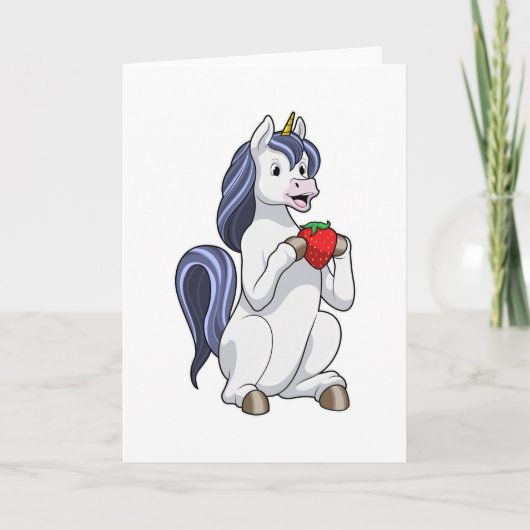 Eenhoorn met aardbeivrucht kaart (Voorkant)