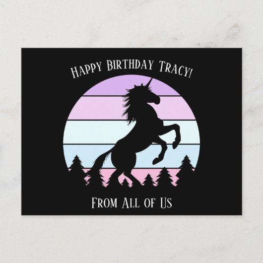 Eenhoorn met achterwaartse steigerende beweging Zo Briefkaart (Voorkant)