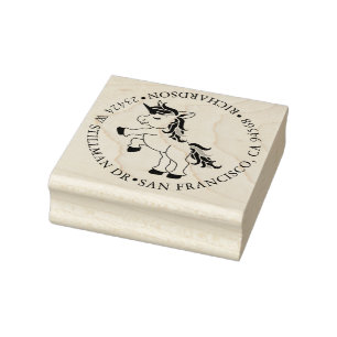 Eenhoorn met adres rubberstempel
