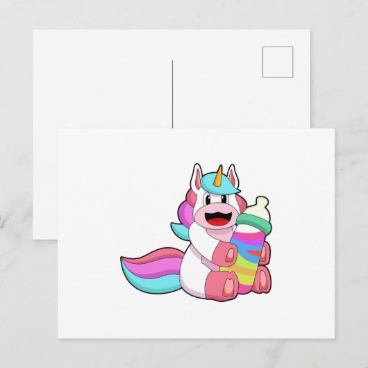 Eenhoorn met babyfles.PNG Briefkaart (Voorkant / Achterkant)