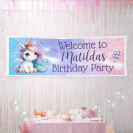 Eenhoorn met ballonnen binnen/buiten banner