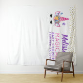 Eenhoorn met Bloemen & Confetti Foto Achtergrond Wandkleed (In Situ (horizontaal))