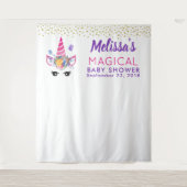 Eenhoorn met Bloemen & Confetti Foto Achtergrond Wandkleed (Voorkant)